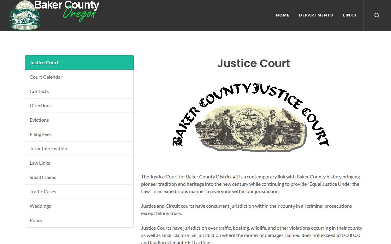 Baker County court case lookup Justice Court information