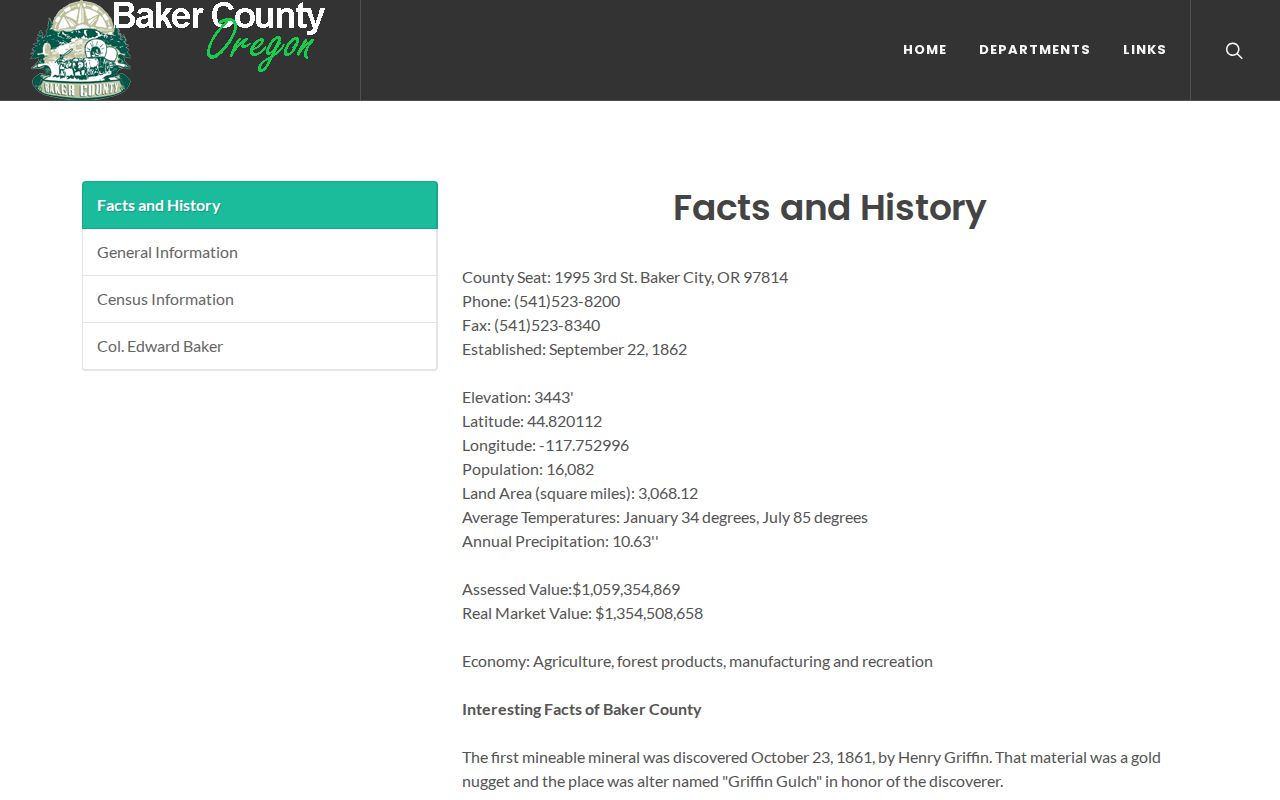Baker County criminal history courthouse and county history