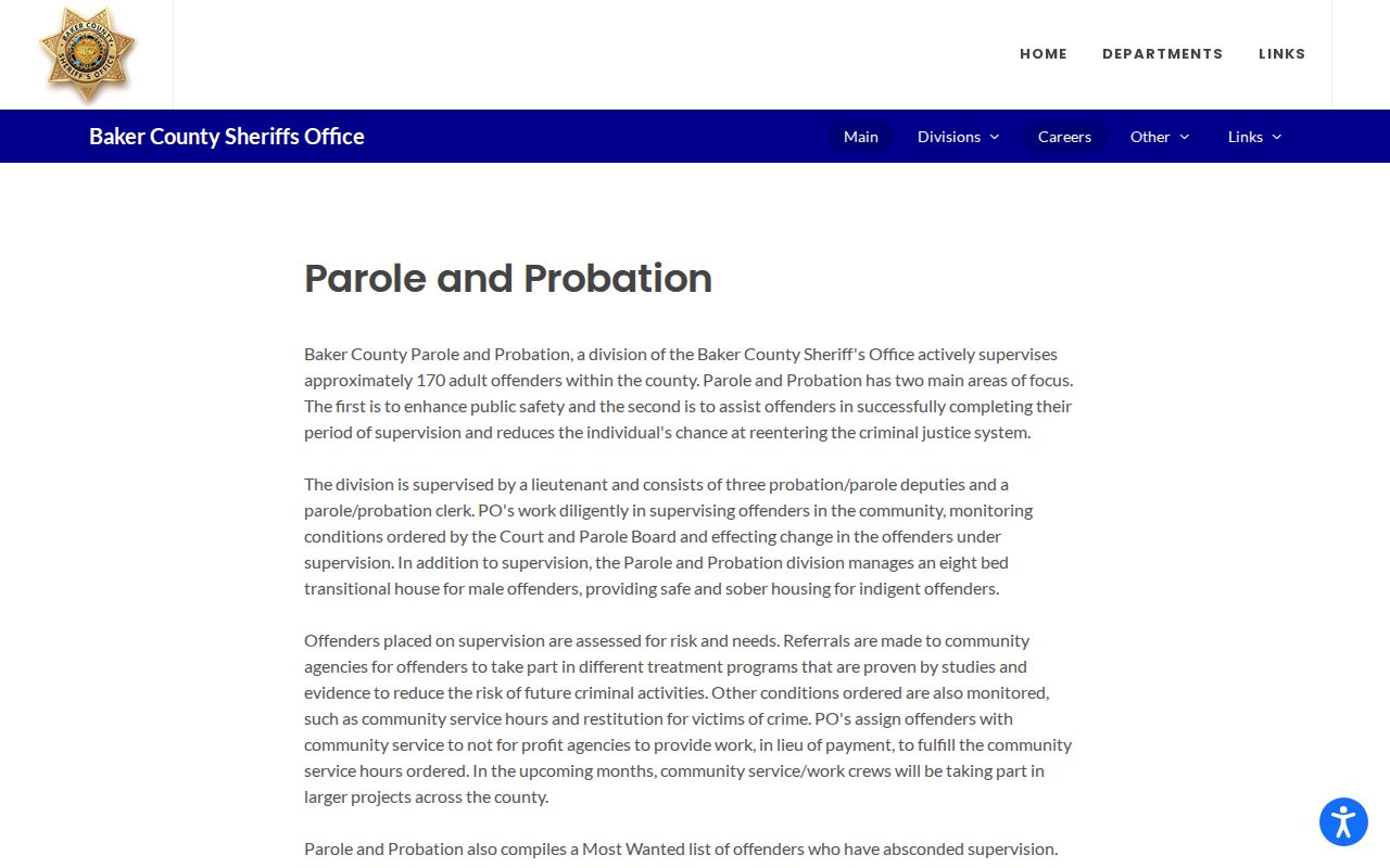 Baker County Parole and Probation route serving Haines records